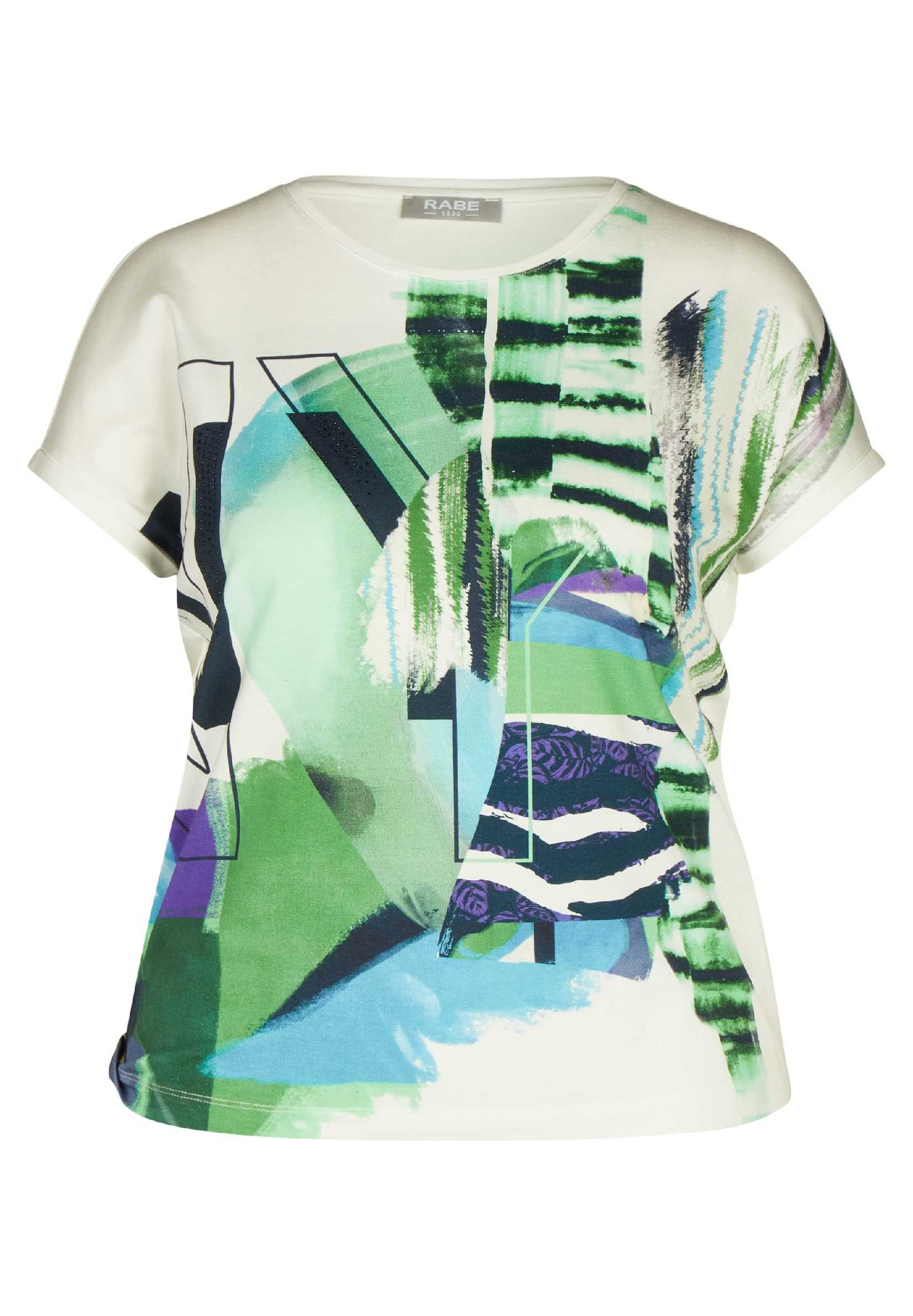 Rabe T-Shirt Natur E Print Groen | Mariëlle Mode / Daniëlle Exclusief